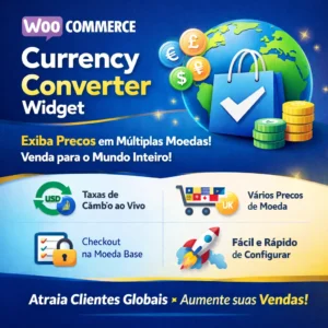 Plugin WooCommerce que exibe preços e totais em múltiplas moedas com base em taxas de câmbio ao vivo, ajudando clientes internacionais a visualizar valores na sua própria moeda enquanto sua loja continua cobrando na moeda base. Fácil de configurar e ideal para melhorar a experiência de compra global.